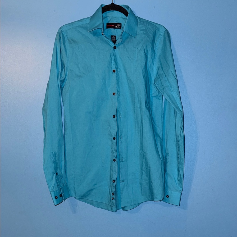JF J.Ferrar Turquoise Dress Shirt